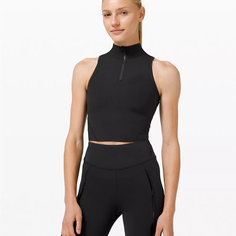 NWOT Lululemon Rib Zip Front Running Crop Top